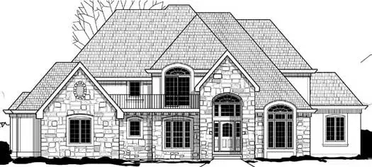 European house plans 21-1038 - front exterior, 3,625 sq ft, 5 bed, 3 bath house plans | Monster House Plans