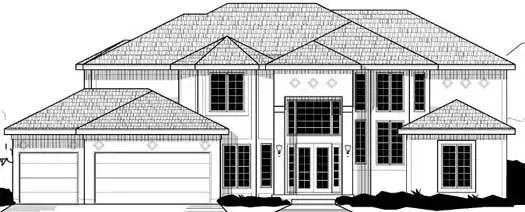 Traditional house plans 21-1053 - front exterior, 2,711 sq ft, 3 bed, 3 bath house plans | Monster House Plans