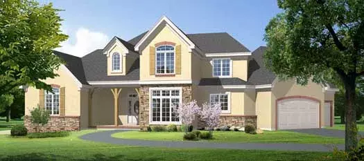 Country house plans 21-536 - front exterior, 3,463 sq ft, 4 bed, 4 bath house plans | Monster House Plans