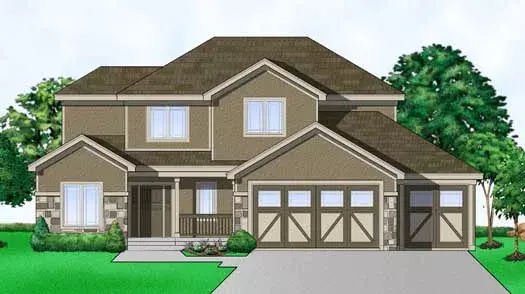 Traditional house plans 21-681 - front exterior, 2,143 sq ft, 4 bed, 3 bath house plans | Monster House Plans