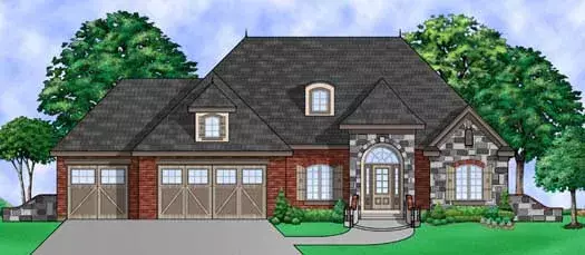French Country house plans 21-687 - front exterior, 3,811 sq ft, 4 bed, 3 bath house plans | Monster House Plans