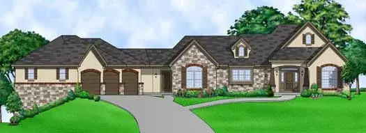 Ranch house plans 21-728 - front exterior, 4,032 sq ft, 4 bed, 3 bath house plans | Monster House Plans