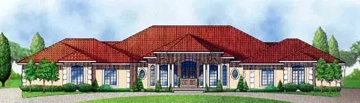 Mediterranean house plans 21-753 - front exterior, 4,090 sq ft, 3 bed, 2 bath house plans | Monster House Plans
