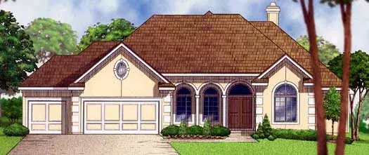 Mediterranean house plans 21-756 - front exterior, 3,462 sq ft, 3 bed, 3 bath house plans | Monster House Plans