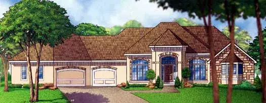 European house plans 21-759 - front exterior, 3,261 sq ft, 4 bed, 4 bath house plans | Monster House Plans