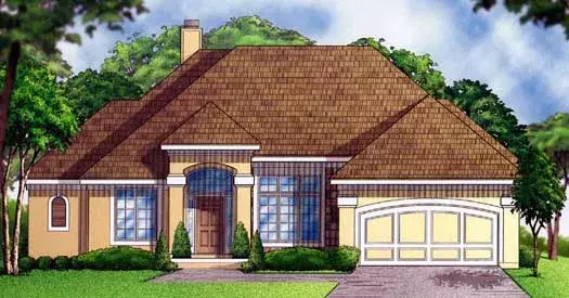 Mediterranean house plans 21-767 - front exterior, 2,683 sq ft, 4 bed, 4 bath house plans | Monster House Plans