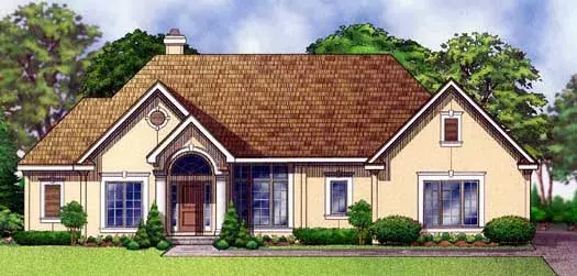 European house plans 21-770 - front exterior, 2,729 sq ft, 4 bed, 2 bath house plans | Monster House Plans