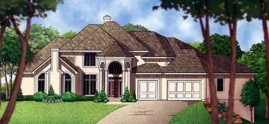 Mediterranean house plans 21-773 - front exterior, 3,510 sq ft, 4 bed, 3 bath house plans | Monster House Plans