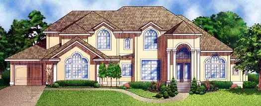 Mediterranean house plans 21-788 - front exterior, 4,251 sq ft, 4 bed, 3 bath house plans | Monster House Plans
