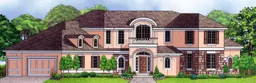 Mediterranean house plans 21-838 - front exterior, 3,093 sq ft, 3 bed, 3 bath house plans | Monster House Plans