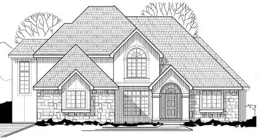 European house plans 21-863 - front exterior, 4,319 sq ft, 5 bed, 4 bath house plans | Monster House Plans