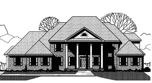 Colonial house plans 21-921 - front exterior, 6,060 sq ft, 4 bed, 5 bath house plans | Monster House Plans