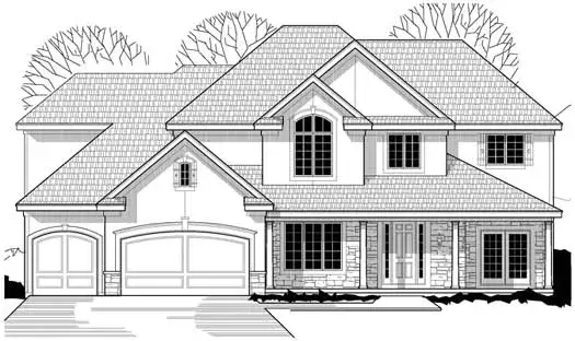 Traditional house plans 21-982 - front exterior, 3,772 sq ft, 4 bed, 4 bath house plans | Monster House Plans