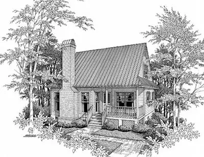 Country house plans 22-105 - front exterior, 1,028 sq ft, 3 bed, 1 bath house plans | Monster House Plans