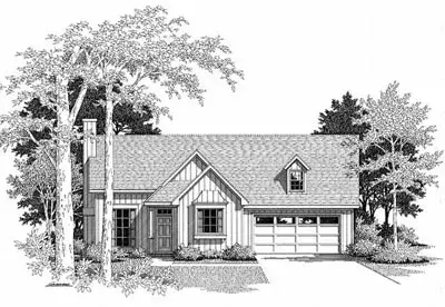 Country house plans 22-107 - front exterior, 1,304 sq ft, 3 bed, 2 bath house plans | Monster House Plans