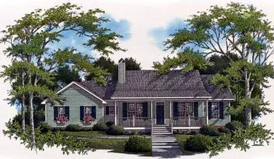 Country house plans 22-116 - front exterior, 1,430 sq ft, 3 bed, 2 bath house plans | Monster House Plans