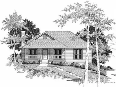 Country house plans 22-117 - front exterior, 1,496 sq ft, 3 bed, 2 bath house plans | Monster House Plans