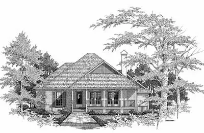 Country house plans 22-118 - front exterior, 1,507 sq ft, 3 bed, 2 bath house plans | Monster House Plans