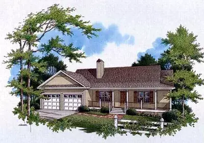 Country house plans 22-119 - front exterior, 1,542 sq ft, 3 bed, 2 bath house plans | Monster House Plans