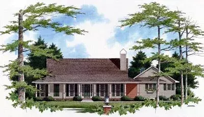 Country house plans 22-121 - front exterior, 1,550 sq ft, 3 bed, 2 bath house plans | Monster House Plans
