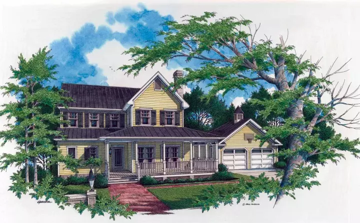Country house plans 22-125 - front exterior, 1,597 sq ft, 4 bed, 2 bath house plans | Monster House Plans