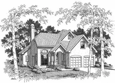 European house plans 22-137 - front exterior, 1,780 sq ft, 3 bed, 2 bath house plans | Monster House Plans