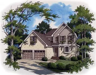 European house plans 22-142 - front exterior, 1,832 sq ft, 3 bed, 2 bath house plans | Monster House Plans