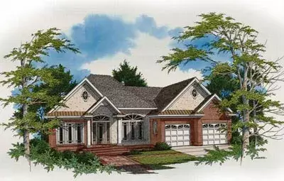 European house plans 22-145 - front exterior, 1,849 sq ft, 3 bed, 2 bath house plans | Monster House Plans