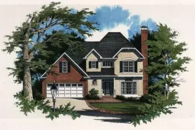 European house plans 22-147 - front exterior, 1,855 sq ft, 3 bed, 2 bath house plans | Monster House Plans