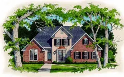 European house plans 22-161 - front exterior, 2,073 sq ft, 4 bed, 2 bath house plans | Monster House Plans