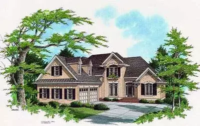 European house plans 22-163 - front exterior, 2,148 sq ft, 3 bed, 2 bath house plans | Monster House Plans