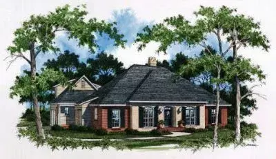 European house plans 22-166 - front exterior, 2,215 sq ft, 3 bed, 2 bath house plans | Monster House Plans