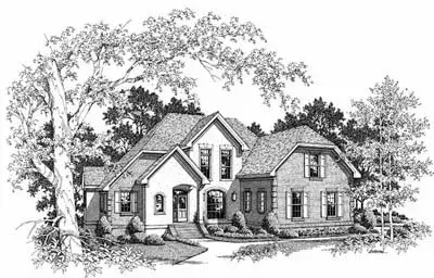 European house plans 22-170 - front exterior, 2,341 sq ft, 3 bed, 2 bath house plans | Monster House Plans