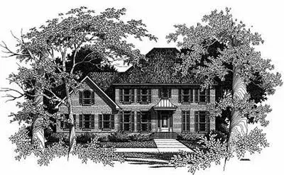 Colonial house plans 22-173 - front exterior, 2,613 sq ft, 4 bed, 2 bath house plans | Monster House Plans