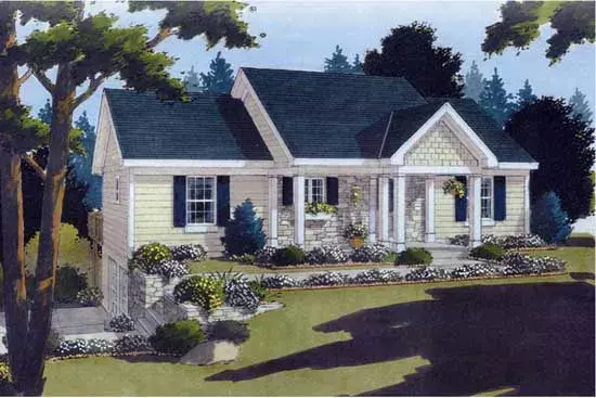 Country house plans 23-101 - front exterior, 1,315 sq ft, 3 bed, 2 bath house plans | Monster House Plans
