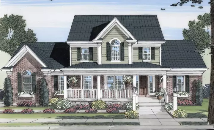 Southern Colonial house plans 23-114 - front exterior, 2,326 sq ft, 4 bed, 2 bath house plans | Monster House Plans
