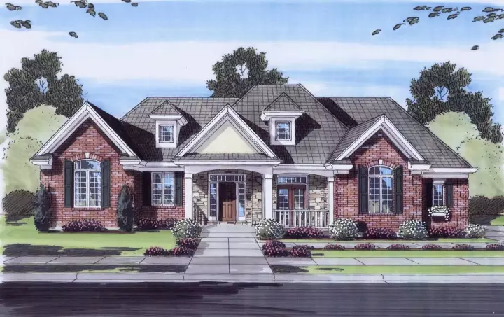 European house plans 23-158 - front exterior, 1,940 sq ft, 3 bed, 2 bath house plans | Monster House Plans