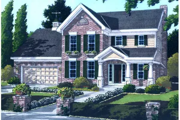 Southern Colonial house plans 23-185 - front exterior, 1,856 sq ft, 3 bed, 2 bath house plans | Monster House Plans