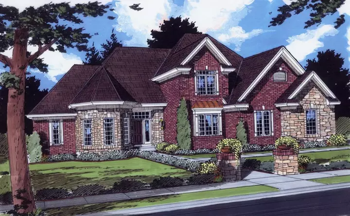 Traditional house plans 23-316 - front exterior, 2,717 sq ft, 4 bed, 3 bath house plans | Monster House Plans