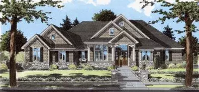 Bungalow house plans 23-391 - front exterior, 5,068 sq ft, 5 bed, 3 bath house plans | Monster House Plans