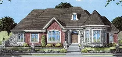 European house plans 23-393 - front exterior, 5,377 sq ft, 3 bed, 2 bath house plans | Monster House Plans