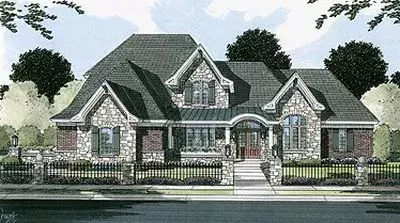 English Country house plans 23-405 - front exterior, 5,072 sq ft, 4 bed, 3 bath house plans | Monster House Plans