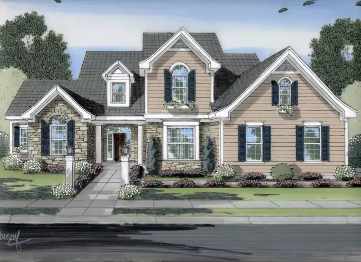 Country house plans 23-409 - front exterior, 2,597 sq ft, 4 bed, 3 bath house plans | Monster House Plans
