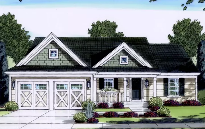 Country house plans 23-412 - front exterior, 1,321 sq ft, 3 bed, 2 bath house plans | Monster House Plans
