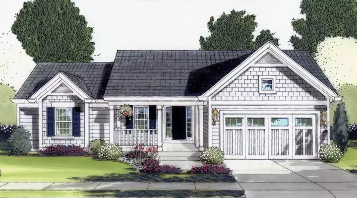 Country house plans 23-413 - front exterior, 1,569 sq ft, 3 bed, 2 bath house plans | Monster House Plans