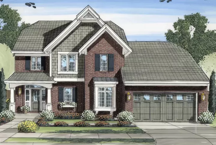 Cottage house plans 23-447 - front exterior, 2,113 sq ft, 4 bed, 2 bath house plans | Monster House Plans