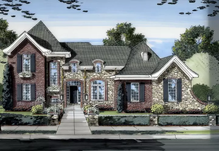French Country house plans 23-450 - front exterior, 1,895 sq ft, 3 bed, 2 bath house plans | Monster House Plans