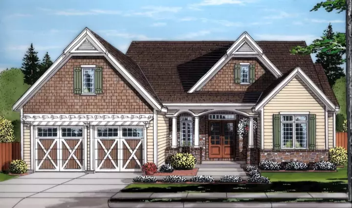 European house plans 23-454 - front exterior, 2,415 sq ft, 4 bed, 2 bath house plans | Monster House Plans