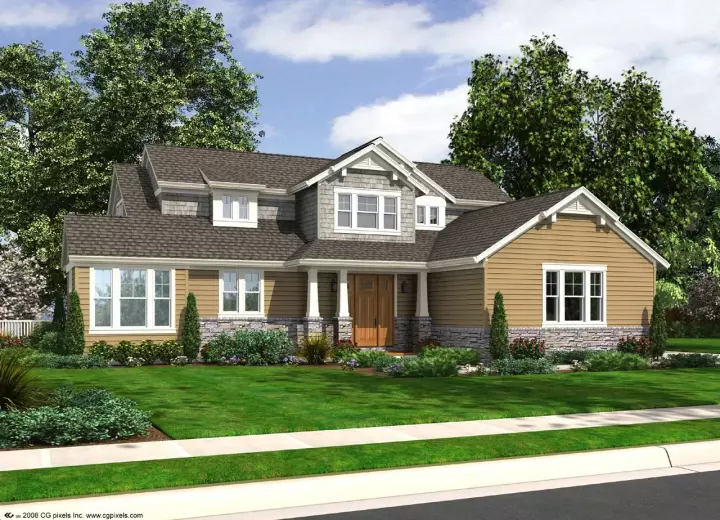 Craftsman house plans 23-476 - front exterior, 2,702 sq ft, 4 bed, 3 bath house plans | Monster House Plans