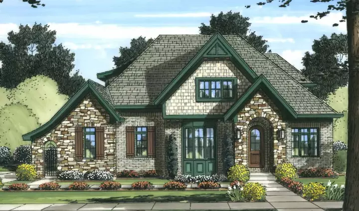 English Country house plans 23-486 - front exterior, 2,494 sq ft, 4 bed, 2 bath house plans | Monster House Plans